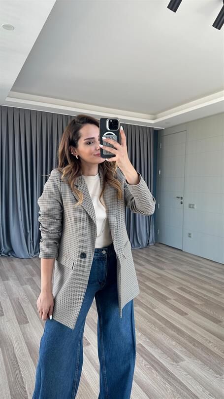 Mas Desenli Blazer Ceket