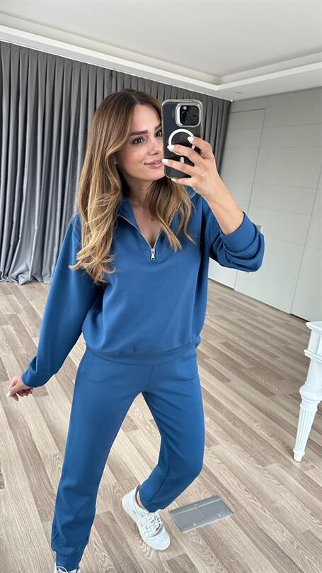 Almira Modal Kumaş Yarım Fermuarlı Eşofman Takım
