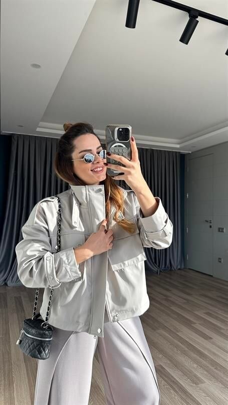 Nell Boyun Kemerli Kısa Ceket