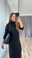 Gloria Balıkçı Yaka Triko Yırtmaçlı Elbise