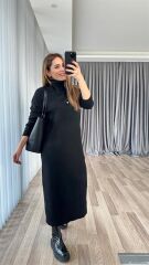 Gloria Balıkçı Yaka Triko Yırtmaçlı Elbise