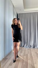 Belinda Vatkalı T Kol Tüvit Elbise